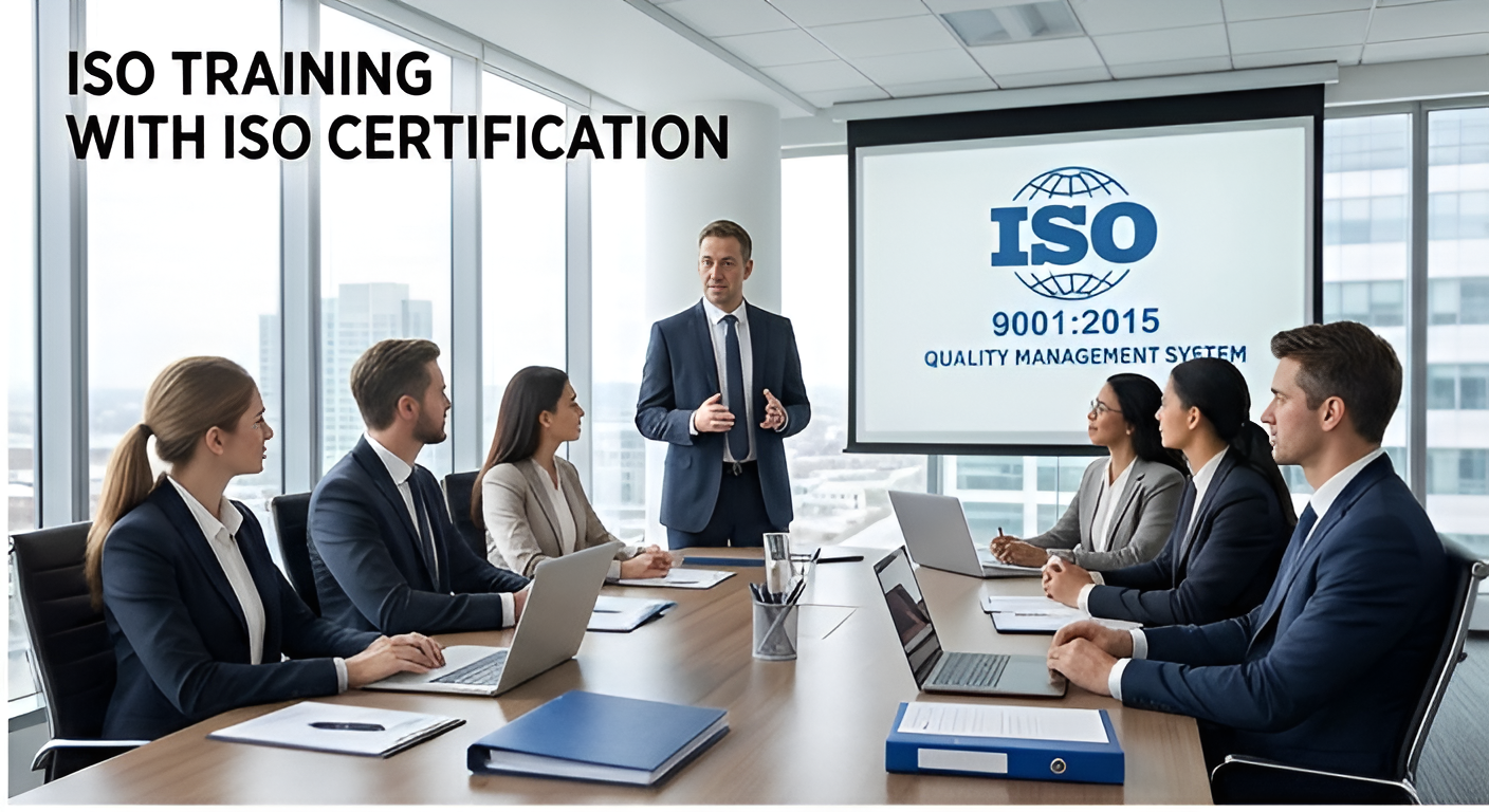 ISO 9001 training session in a corporate conference room
