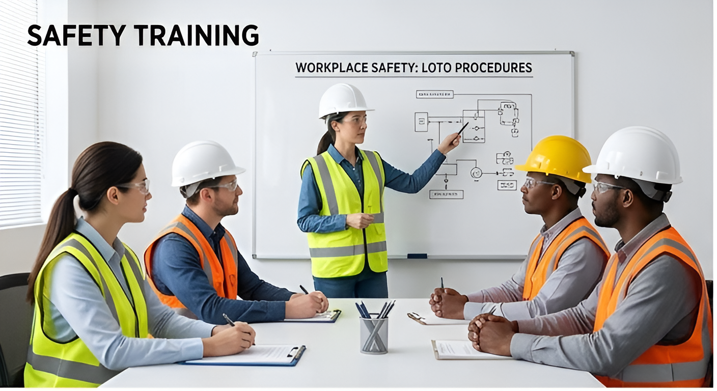 Professionals in a workplace safety training session